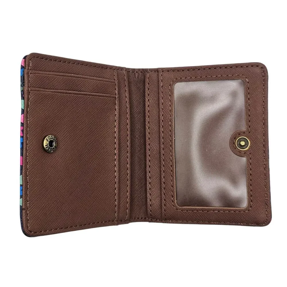 Fossil Tessa Multicolored Heart Pattern Faux Leather Bifold Wallet